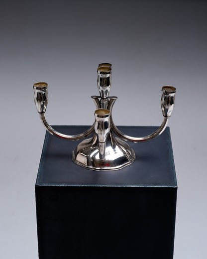 5-LIGHT SILVER-PLATED METAL CANDELABRA, 1970s