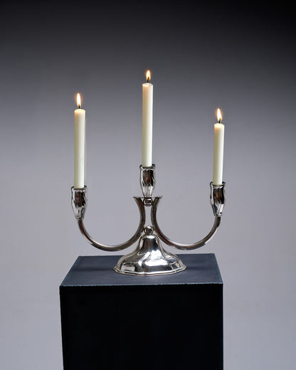 CHANDELIER 3 FEUX EN MÉTAL ARGENTÉ, 1970s