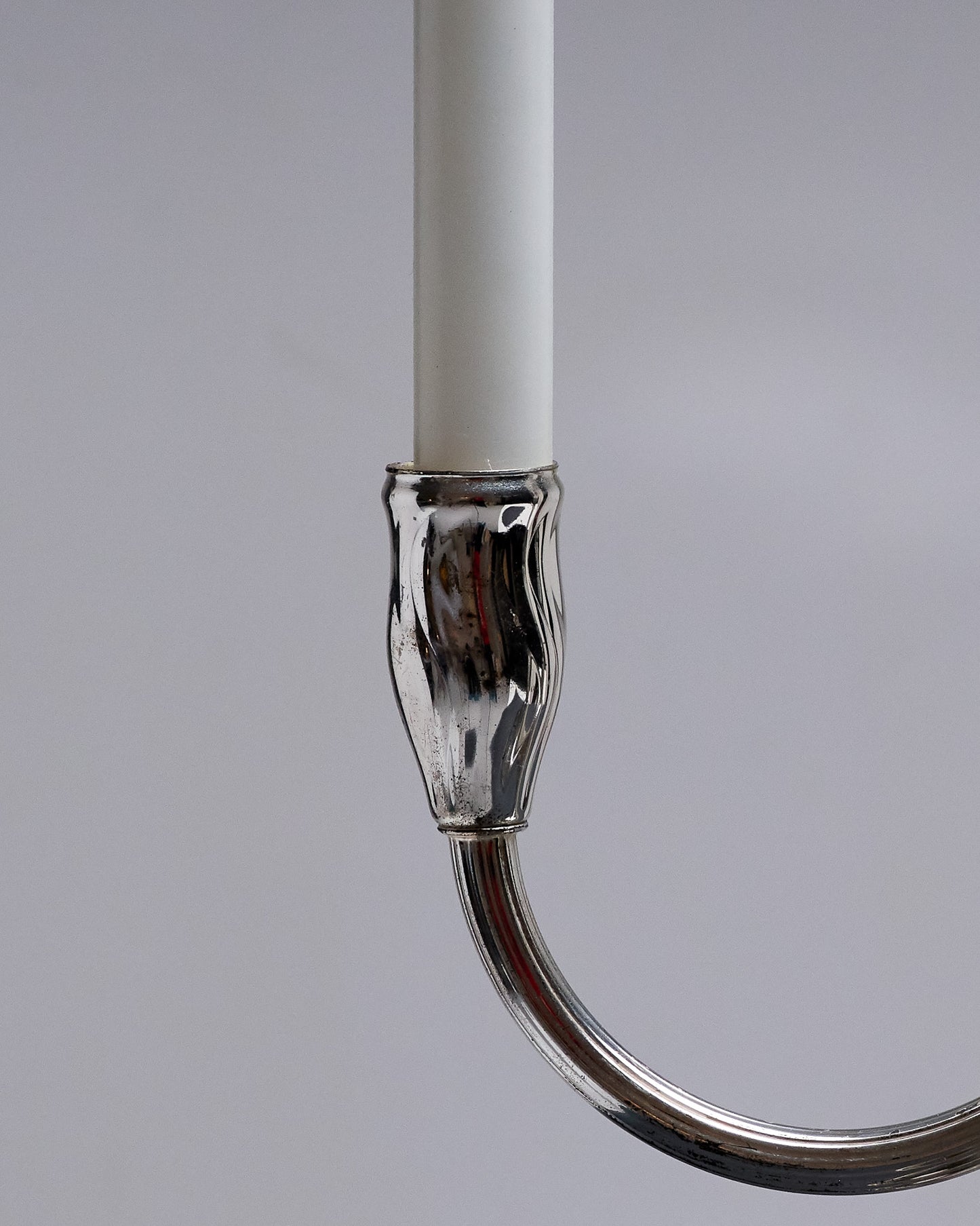 5-LIGHT SILVER-PLATED METAL CANDELABRA, 1970s