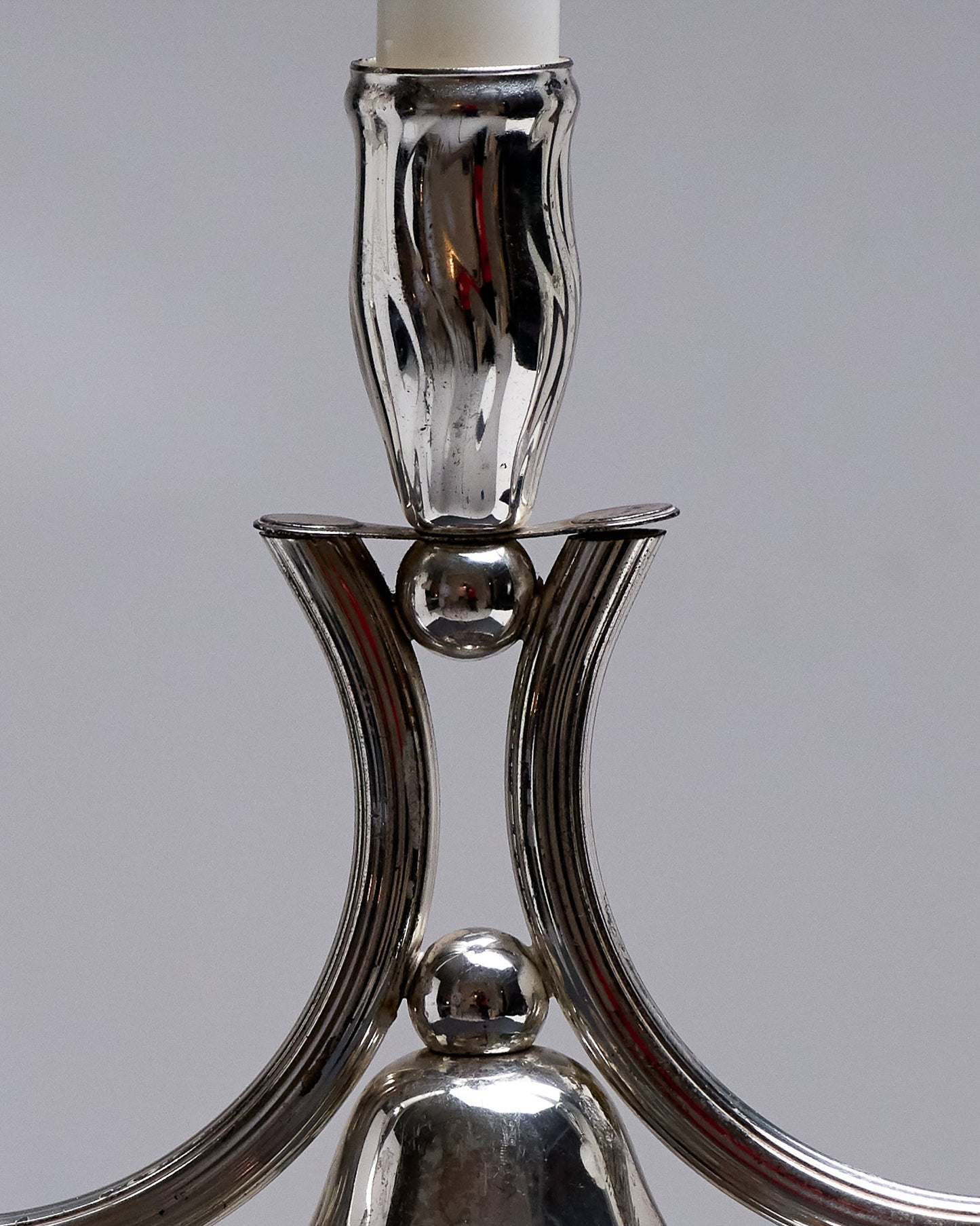 5-LIGHT SILVER-PLATED METAL CANDELABRA, 1970s