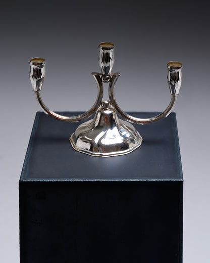 CHANDELIER 3 FEUX EN MÉTAL ARGENTÉ, 1970s