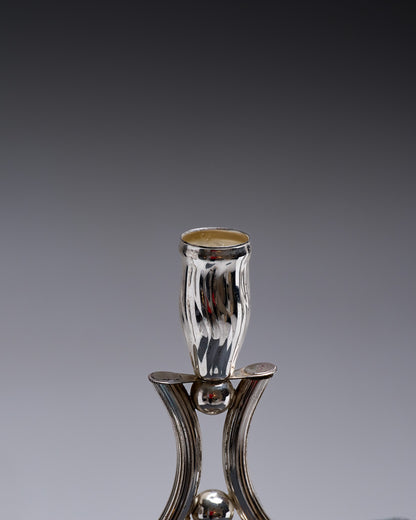 CHANDELIER 3 FEUX EN MÉTAL ARGENTÉ, 1970s