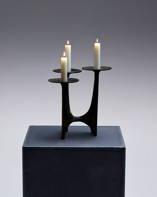 BRUTALIST THREE-BURNER CANDLEBAR, 1970s