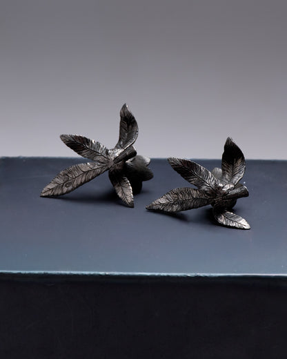 PAIR OF PEWTER FLOWER CANDLESTICKS, 1970S