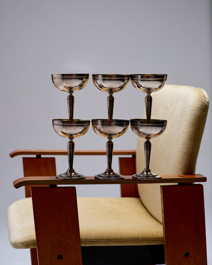 SET OF 6 SILVER-PLATED METAL ICE CREAM CUPS