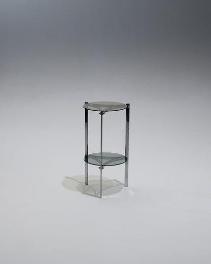 TABLE D'APPOINT EN MÉTAL ET VERRE, 1970s