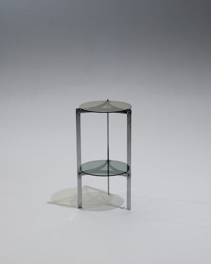 TABLE D'APPOINT EN MÉTAL ET VERRE, 1970s