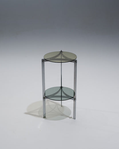 TABLE D'APPOINT EN MÉTAL ET VERRE, 1970s