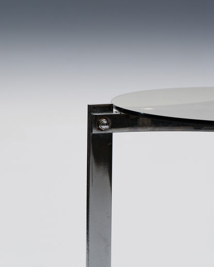 TABLE D'APPOINT EN MÉTAL ET VERRE, 1970s