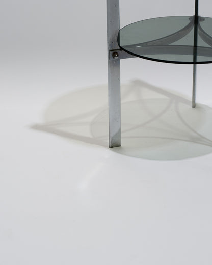 TABLE D'APPOINT EN MÉTAL ET VERRE, 1970s