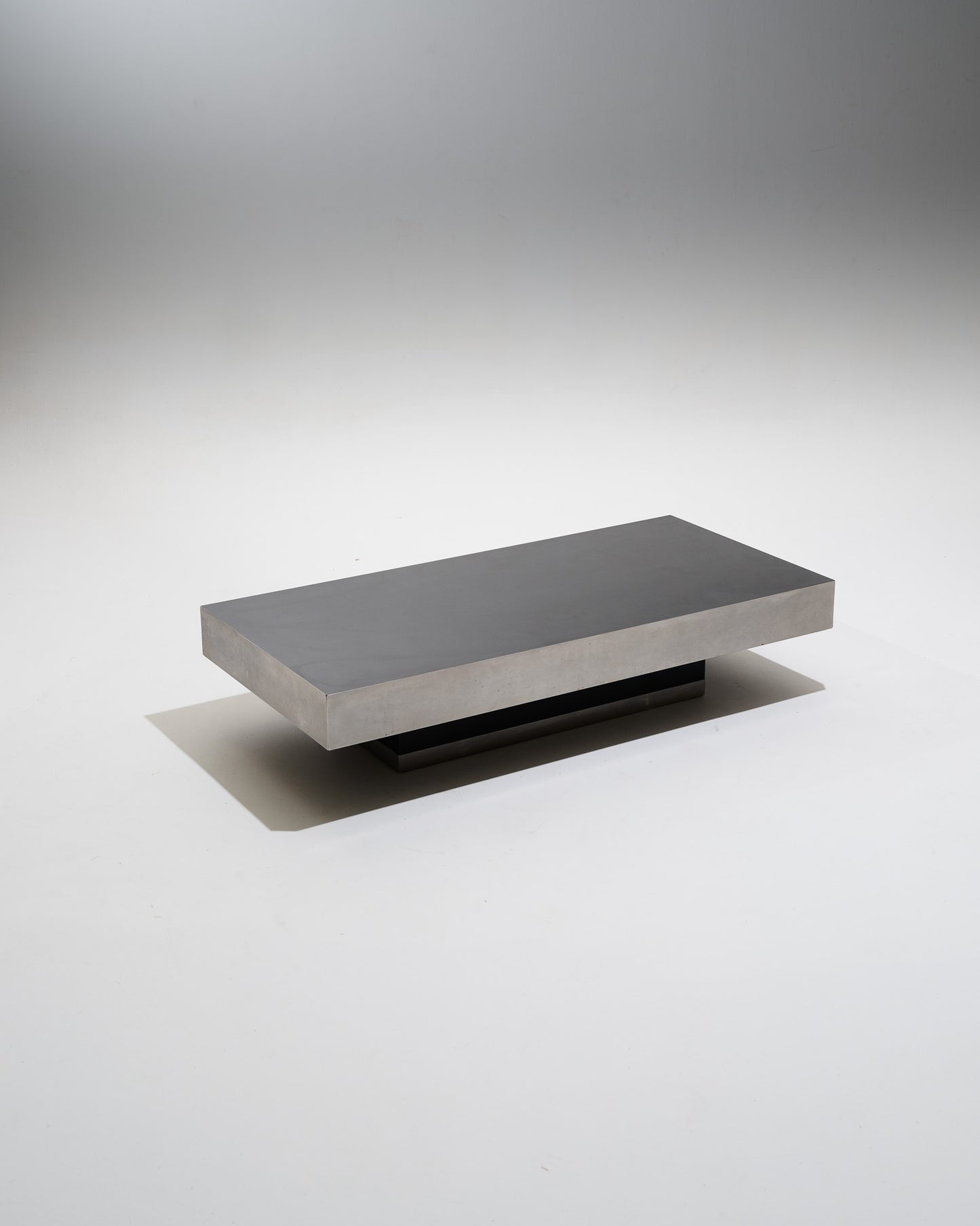 Black wood coffee table with metal rim