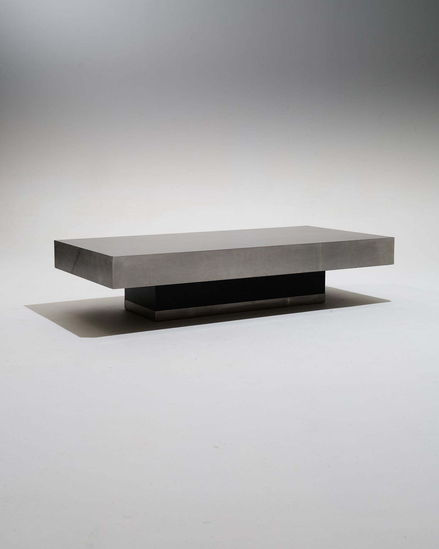 Black wood coffee table with metal rim