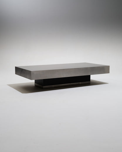 Black wood coffee table with metal rim