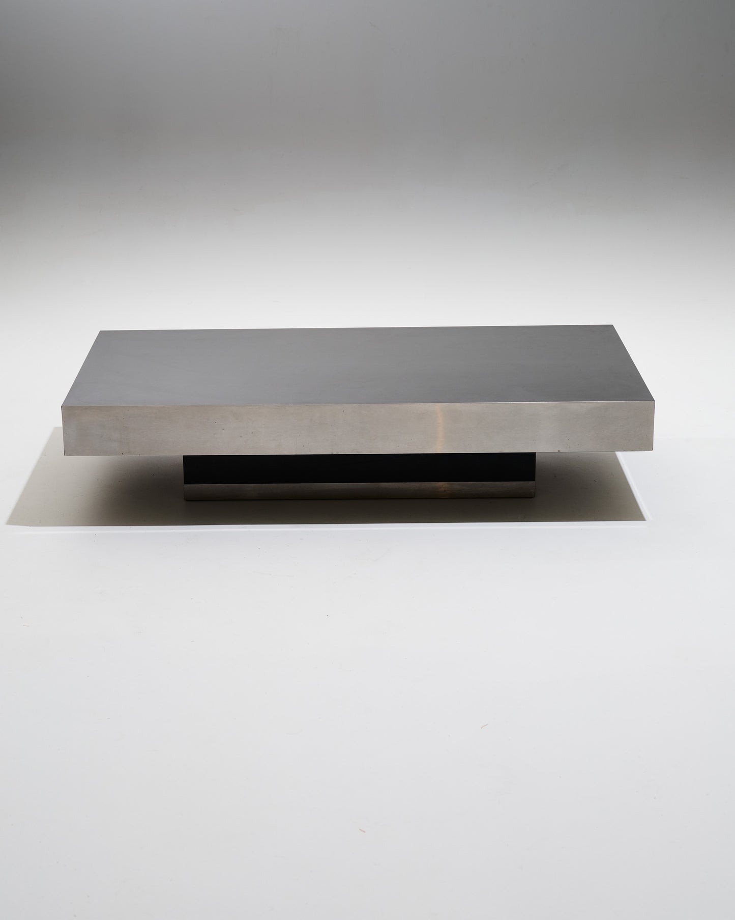 Black wood coffee table with metal rim