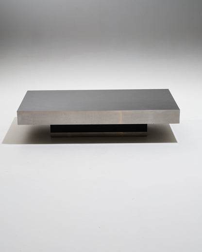 Black wood coffee table with metal rim