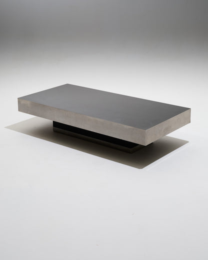 Black wood coffee table with metal rim