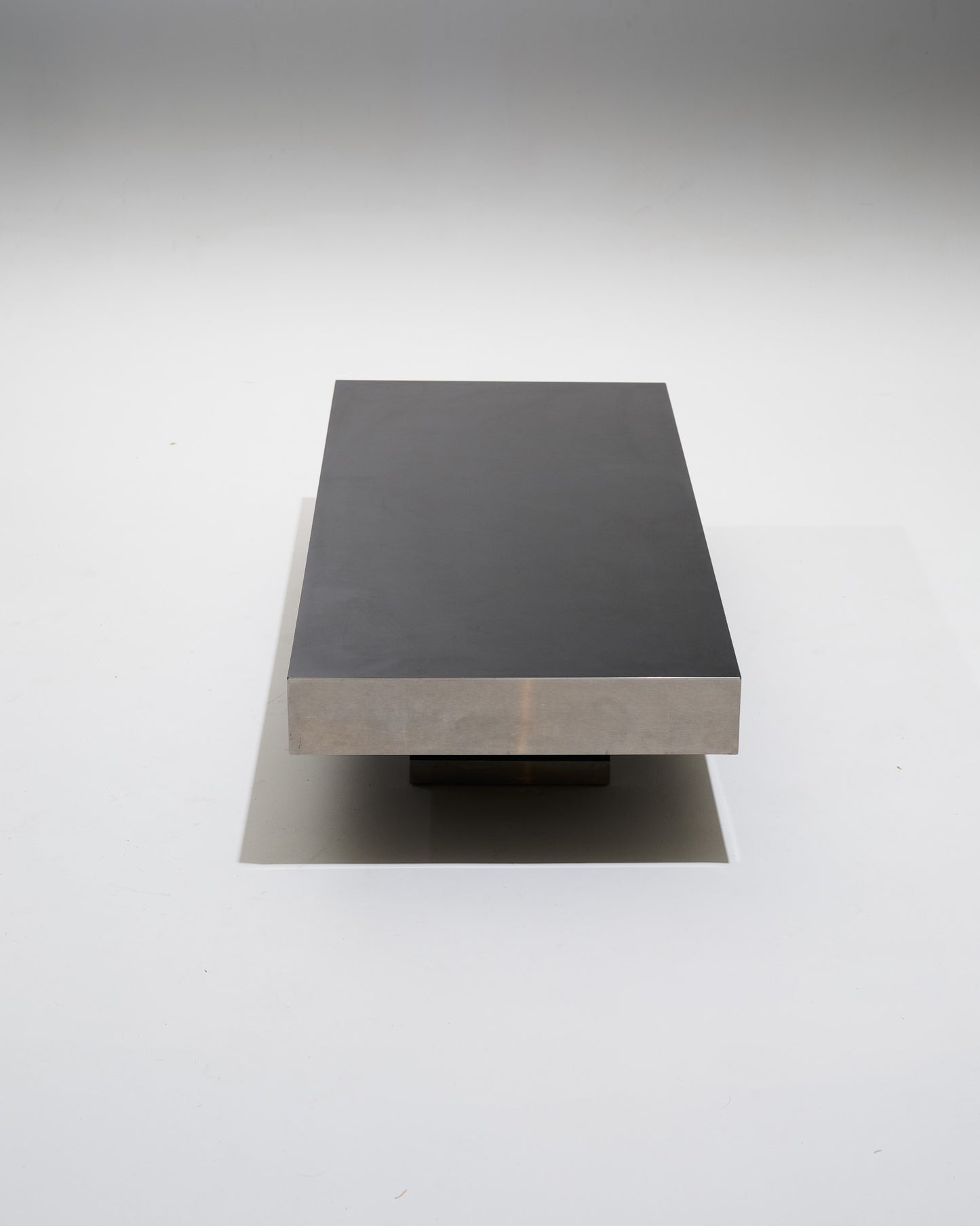 Black wood coffee table with metal rim