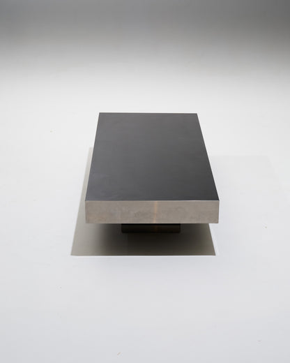 Black wood coffee table with metal rim