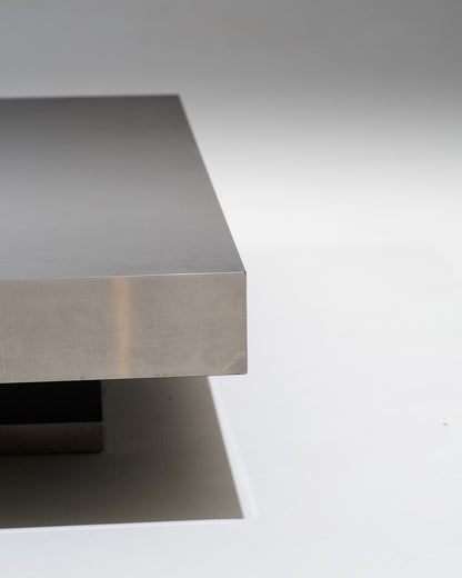 Black wood coffee table with metal rim