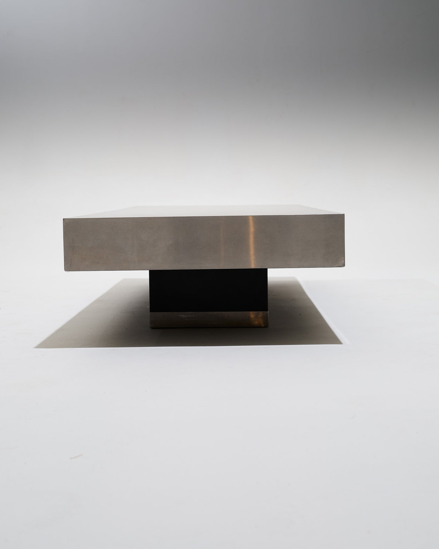 Black wood coffee table with metal rim