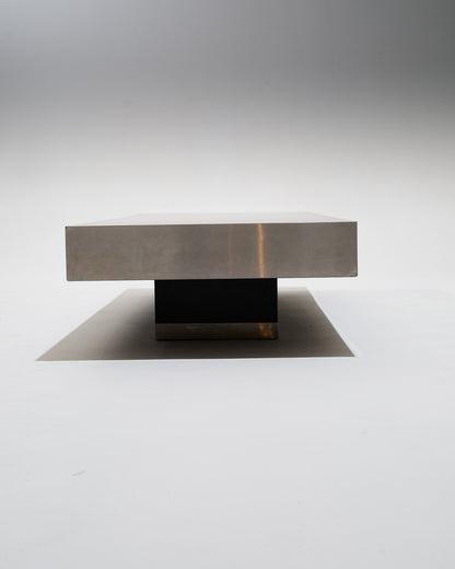 Black wood coffee table with metal rim