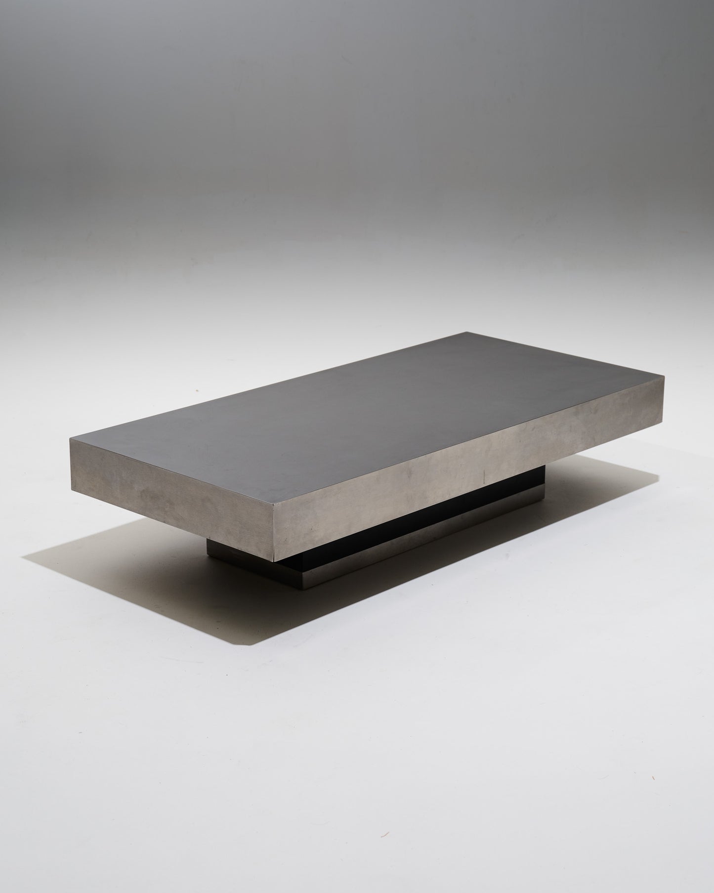 Black wood coffee table with metal rim