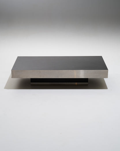 Black wood coffee table with metal rim