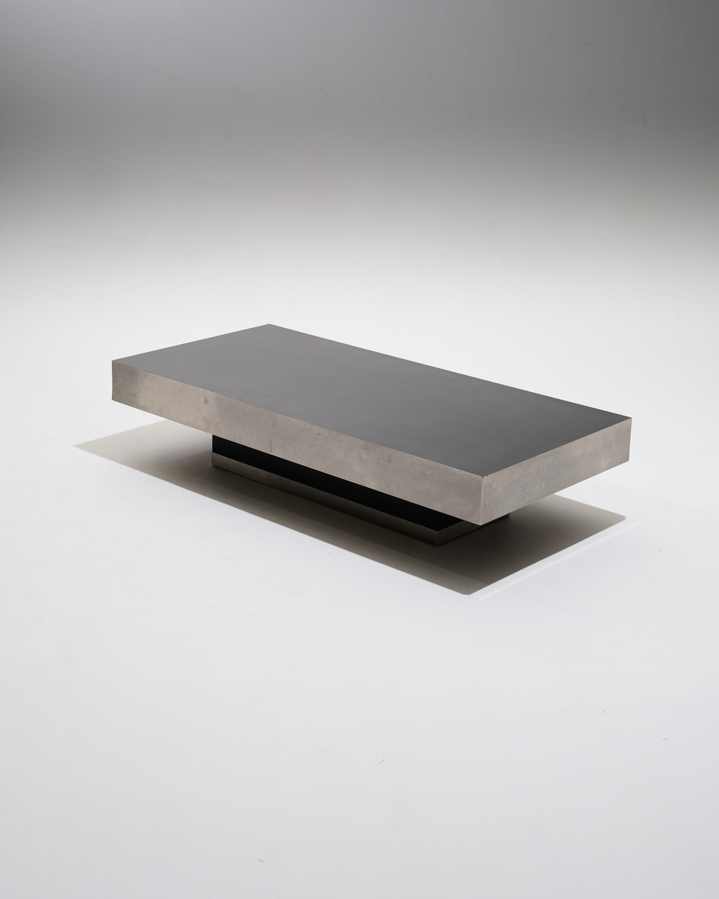 Black wood coffee table with metal rim