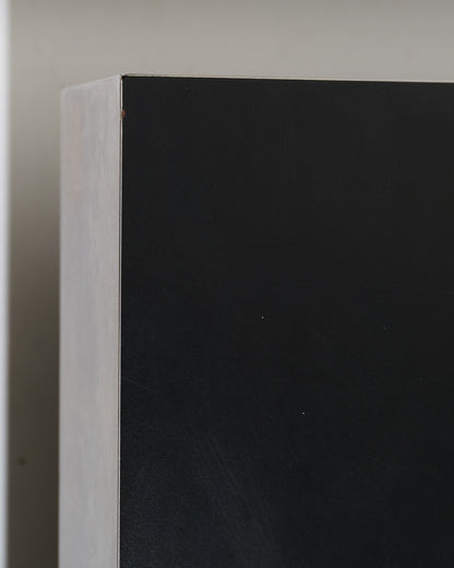 Black wood coffee table with metal rim