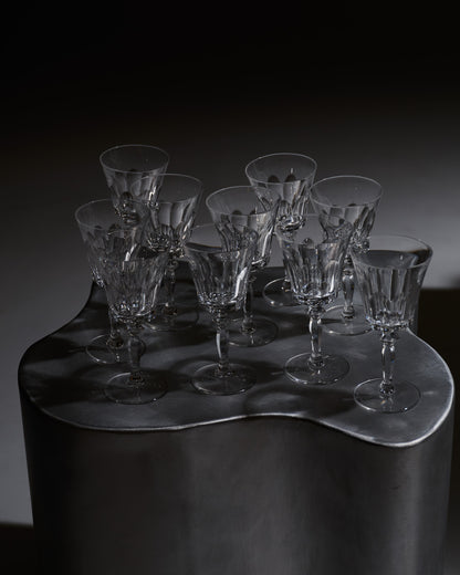 SET DE 10 VERRES À VIN EN CRISTAL, SAINT-LOUIS, 1950s