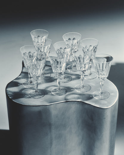 SET DE 10 VERRES À VIN EN CRISTAL, SAINT-LOUIS, 1950s