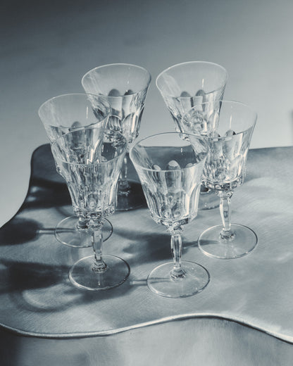 SET OF 6 CRYSTAL WATER GLASSES, SAINT LOUIS, 1950s