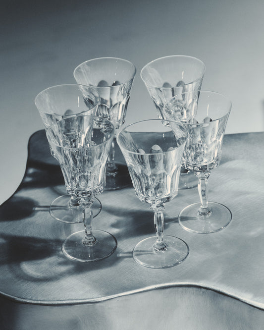 SET OF 6 CRYSTAL WATER GLASSES, SAINT LOUIS, 1950s