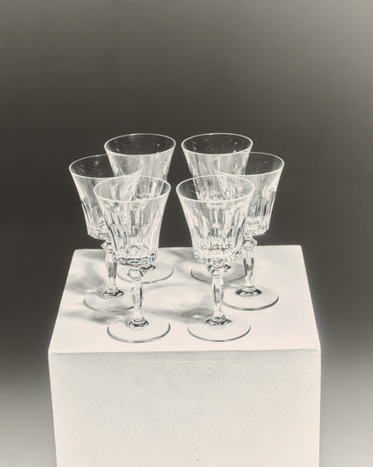 SET OF 6 CRYSTAL WATER GLASSES, SAINT LOUIS, 1950s