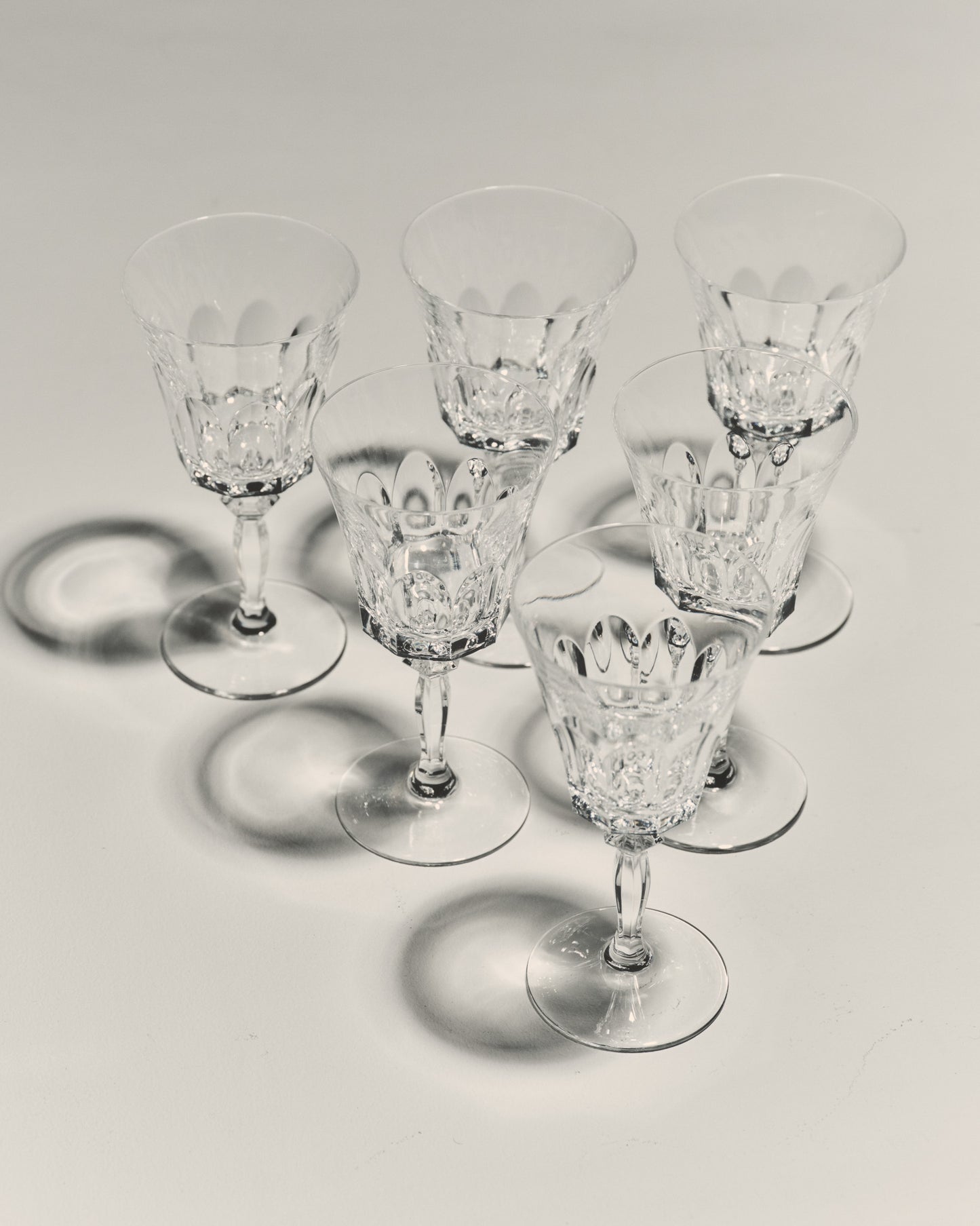 SET OF 6 CRYSTAL WATER GLASSES, SAINT LOUIS, 1950s