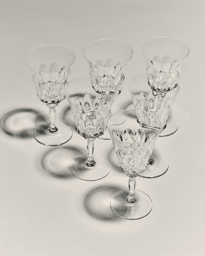 SET OF 6 CRYSTAL WATER GLASSES, SAINT LOUIS, 1950s