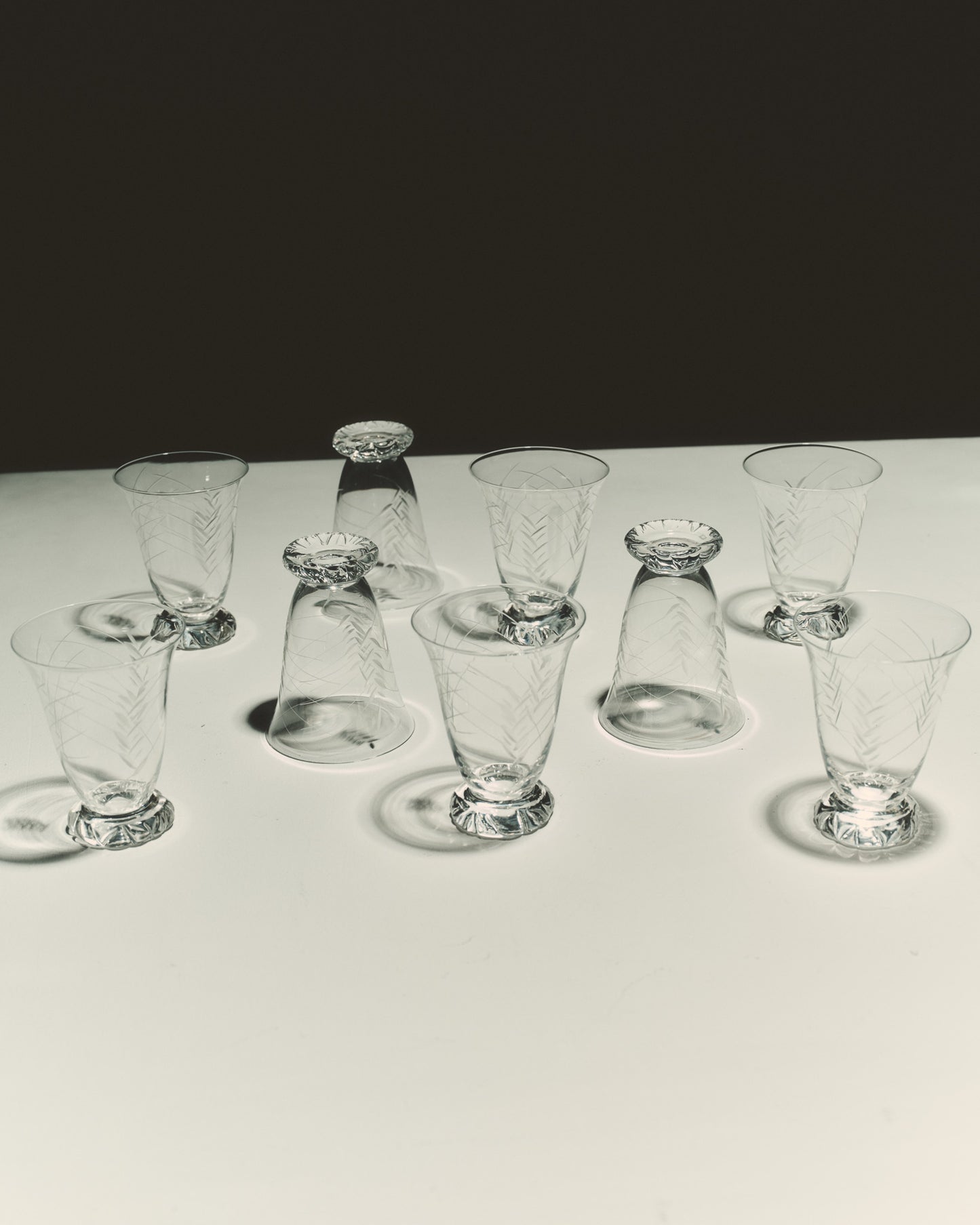 SET OF 9 CRYSTAL GLASSES FROM LORRAINE, 1970s