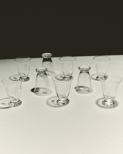 SET OF 9 CRYSTAL GLASSES FROM LORRAINE, 1970s