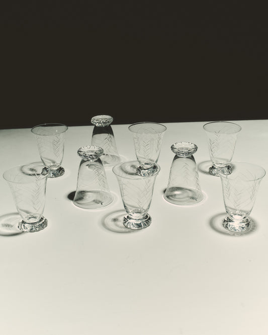SET OF 9 CRYSTAL GLASSES FROM LORRAINE, 1970s