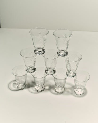 SET OF 9 CRYSTAL GLASSES FROM LORRAINE, 1970s
