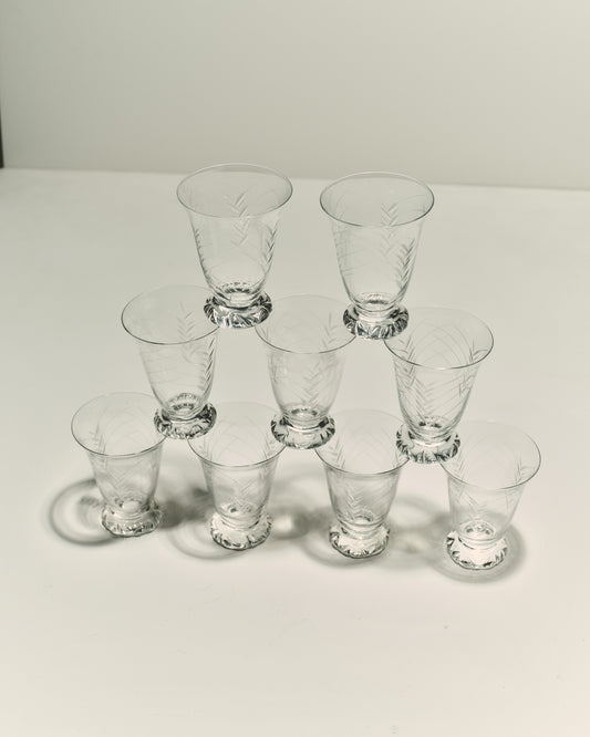 SET OF 9 CRYSTAL GLASSES FROM LORRAINE, 1970s