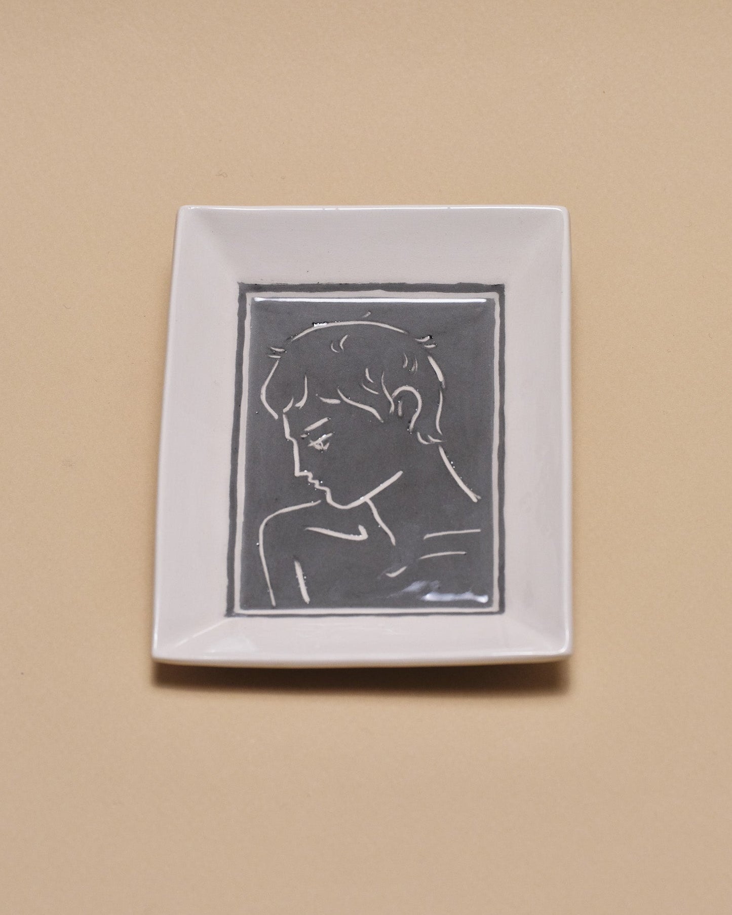 VIDE-POCHE EN CÉRAMIQUE DÉCOR VISAGE MASCULIN