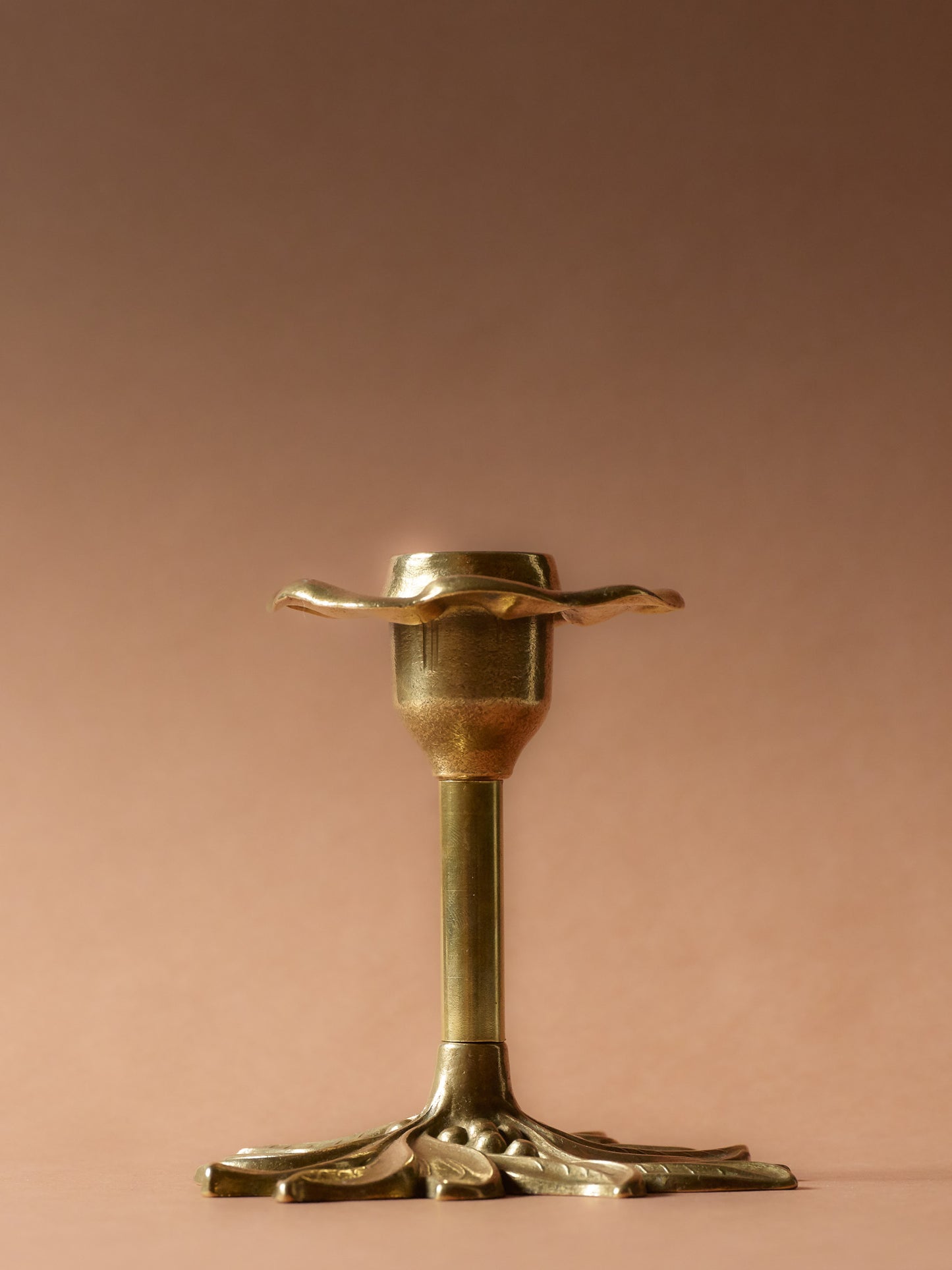 LOT 2 BOUGEOIRS EN LAITON, DÉCOR FLORAUX, 1960s