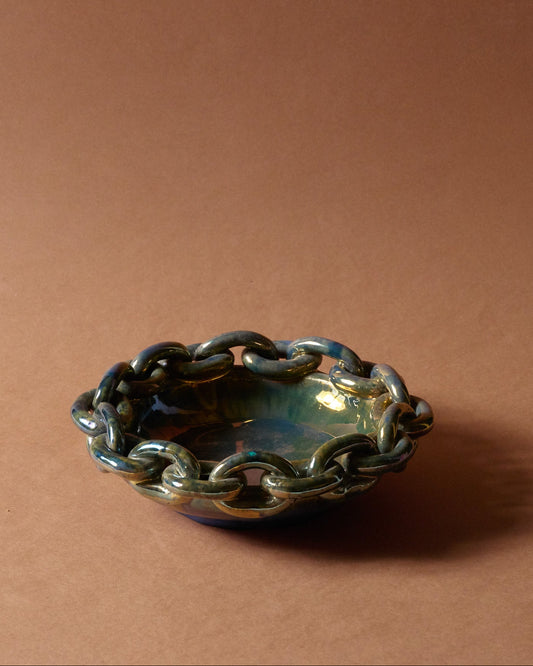 Glazed ceramic valet tray, Vichy enamels, 1950s