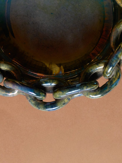 Glazed ceramic valet tray, Vichy enamels, 1950s