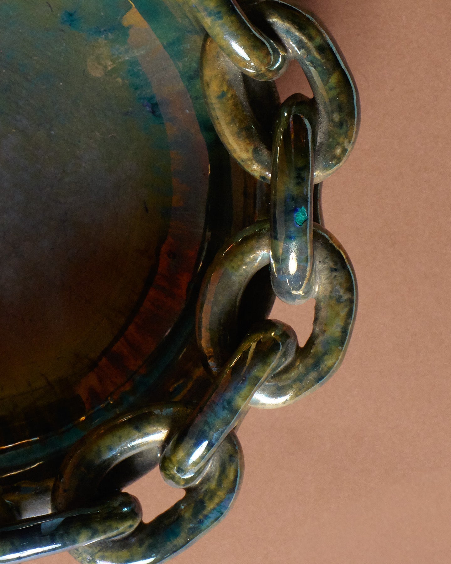 Glazed ceramic valet tray, Vichy enamels, 1950s