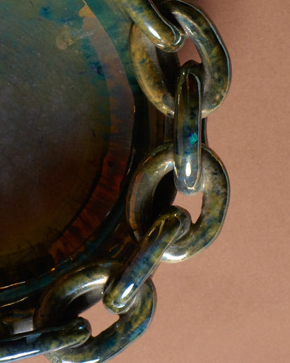 Glazed ceramic valet tray, Vichy enamels, 1950s