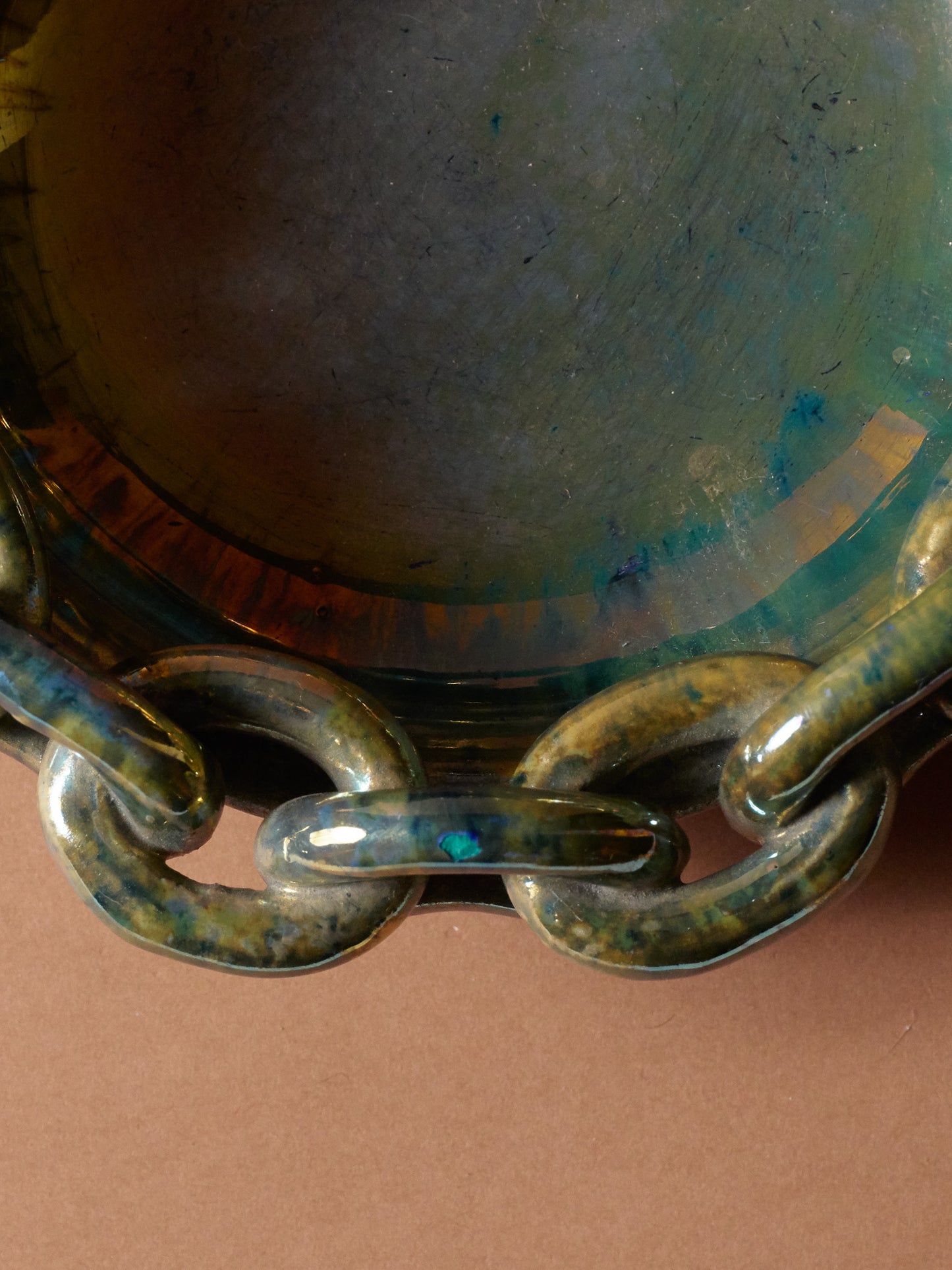 Glazed ceramic valet tray, Vichy enamels, 1950s