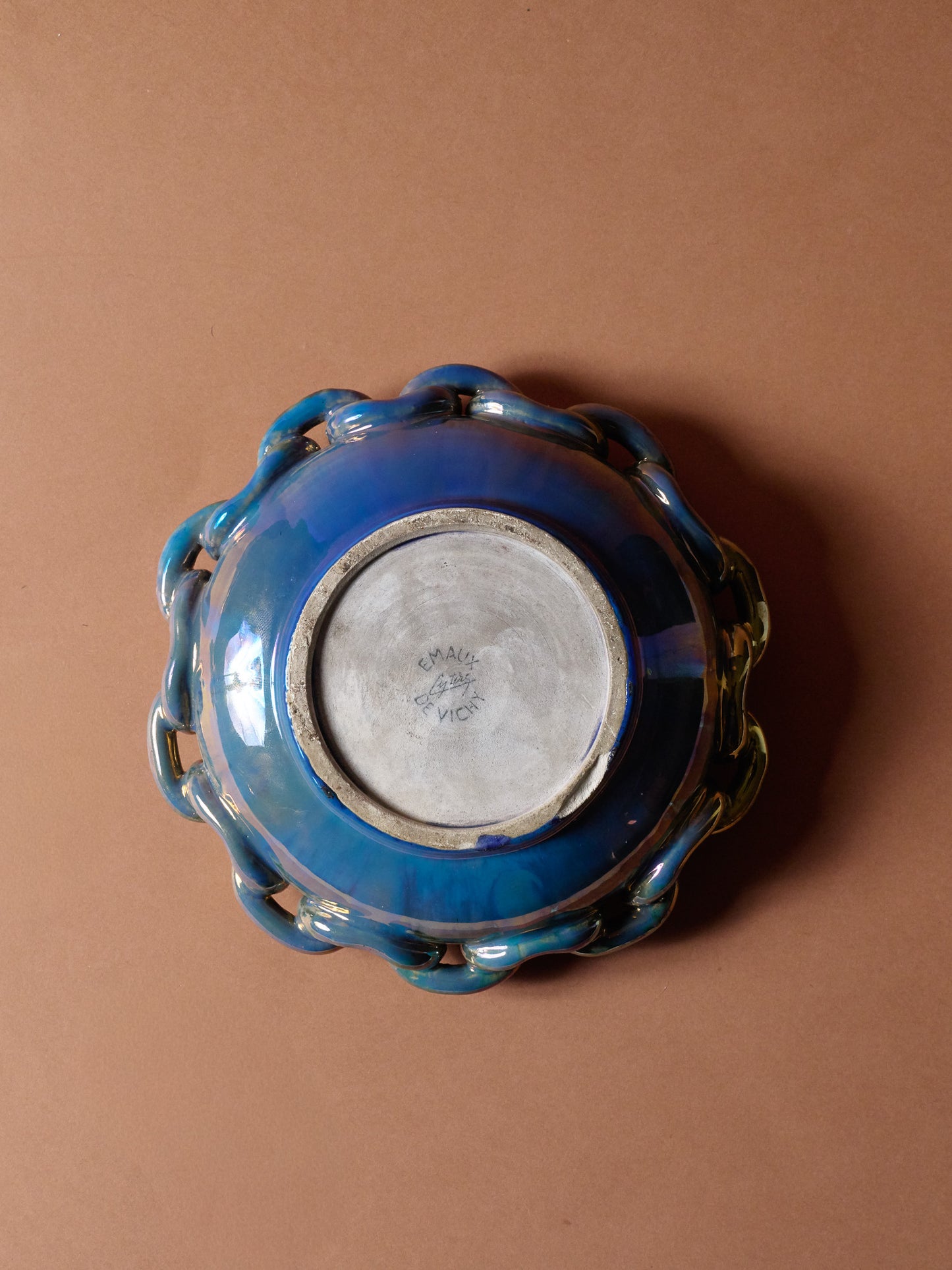 Glazed ceramic valet tray, Vichy enamels, 1950s