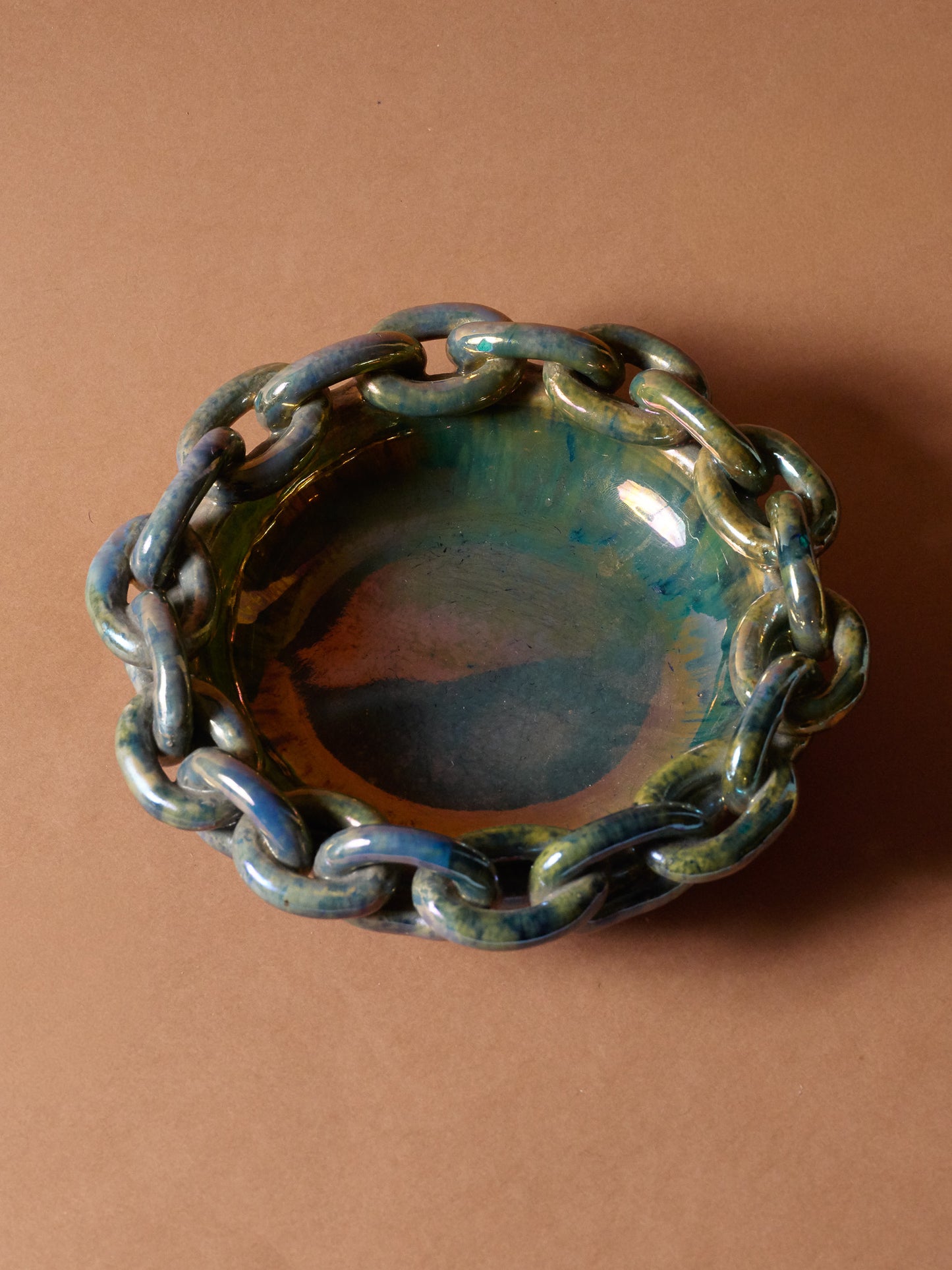 Glazed ceramic valet tray, Vichy enamels, 1950s